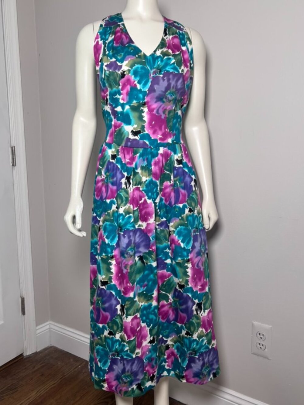 Vintage 80s 90s Lanz Originals floral halter midi dress